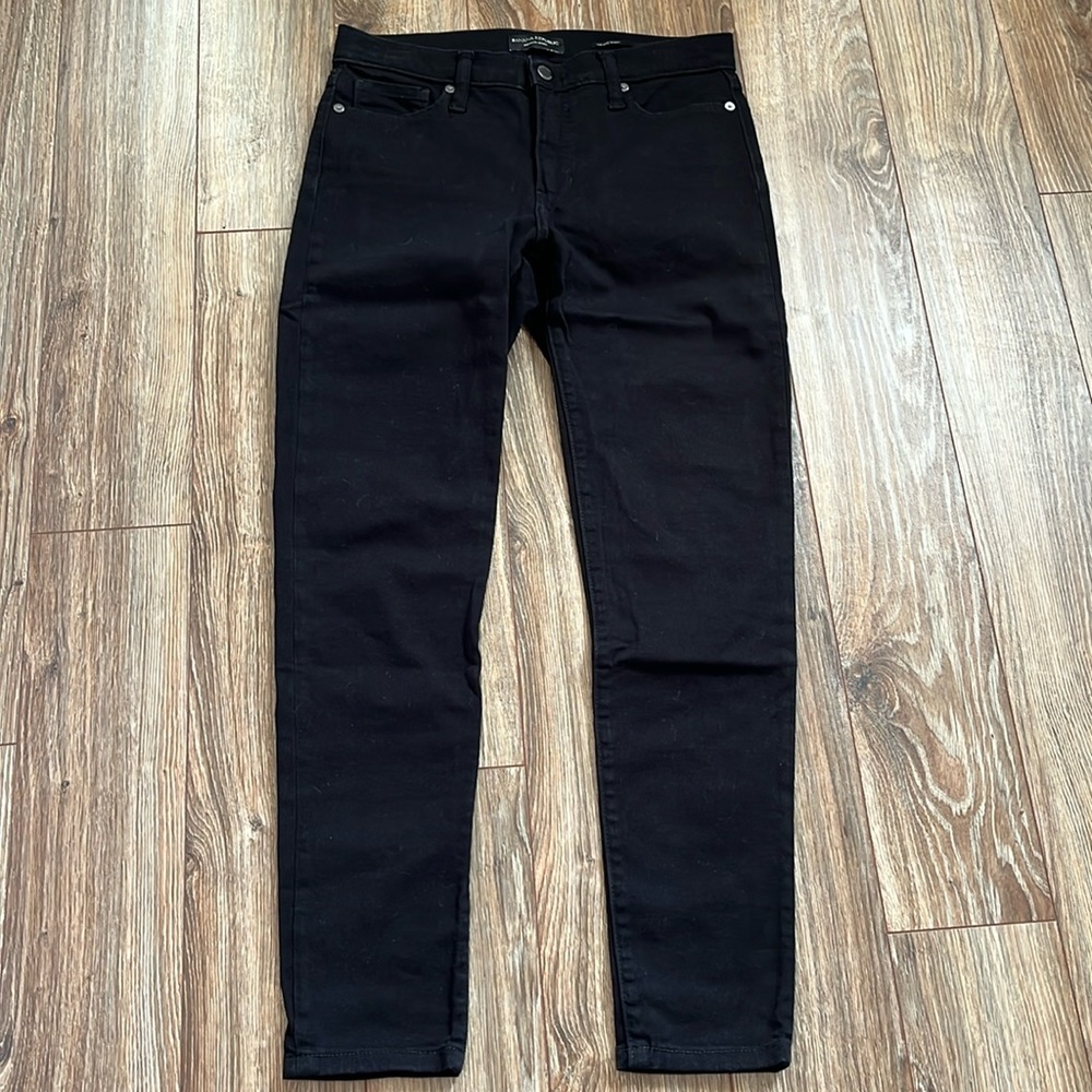 Banana Republic Premium Denim Black Mid Rise Skinny Jeans Size 28 NWOT